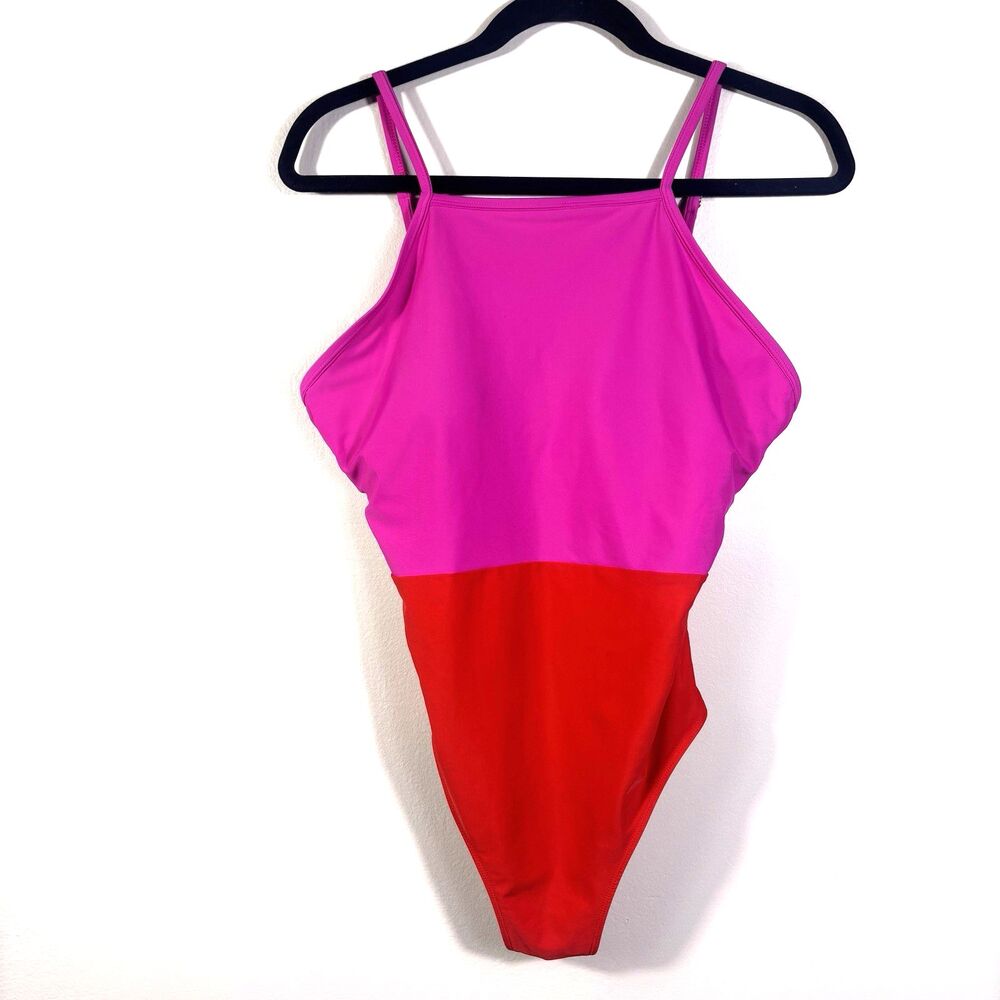 Summersalt Size 8 Womens Red Pink One Piece Swimming Bathing Suit - EUC